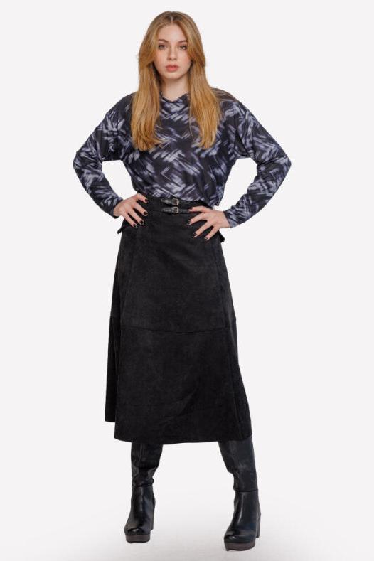 MESH MOCK NECK CROSSOVER PRINT