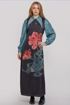 MATCHING SLEEVELESS DRESS WITH OVERSIZE FLORAL PRINT