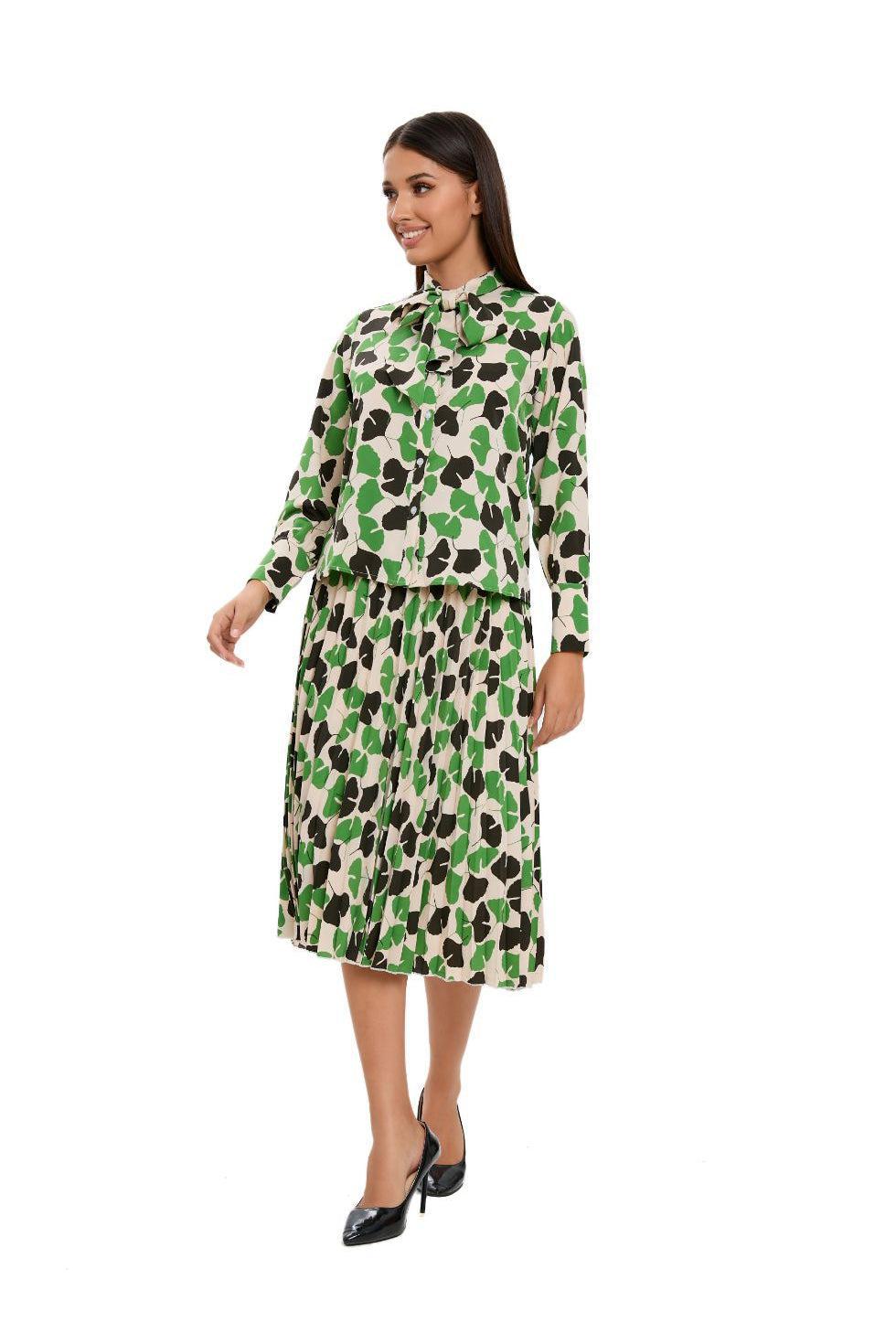 Long Sleeve Spring Print 2PC Midi Dress Set - MissFinchNYC